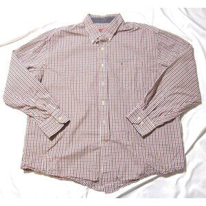 IZOD Men Shirt Plaid Gingham Check Americana Preppy Ivy Casual Sz XL (M117)